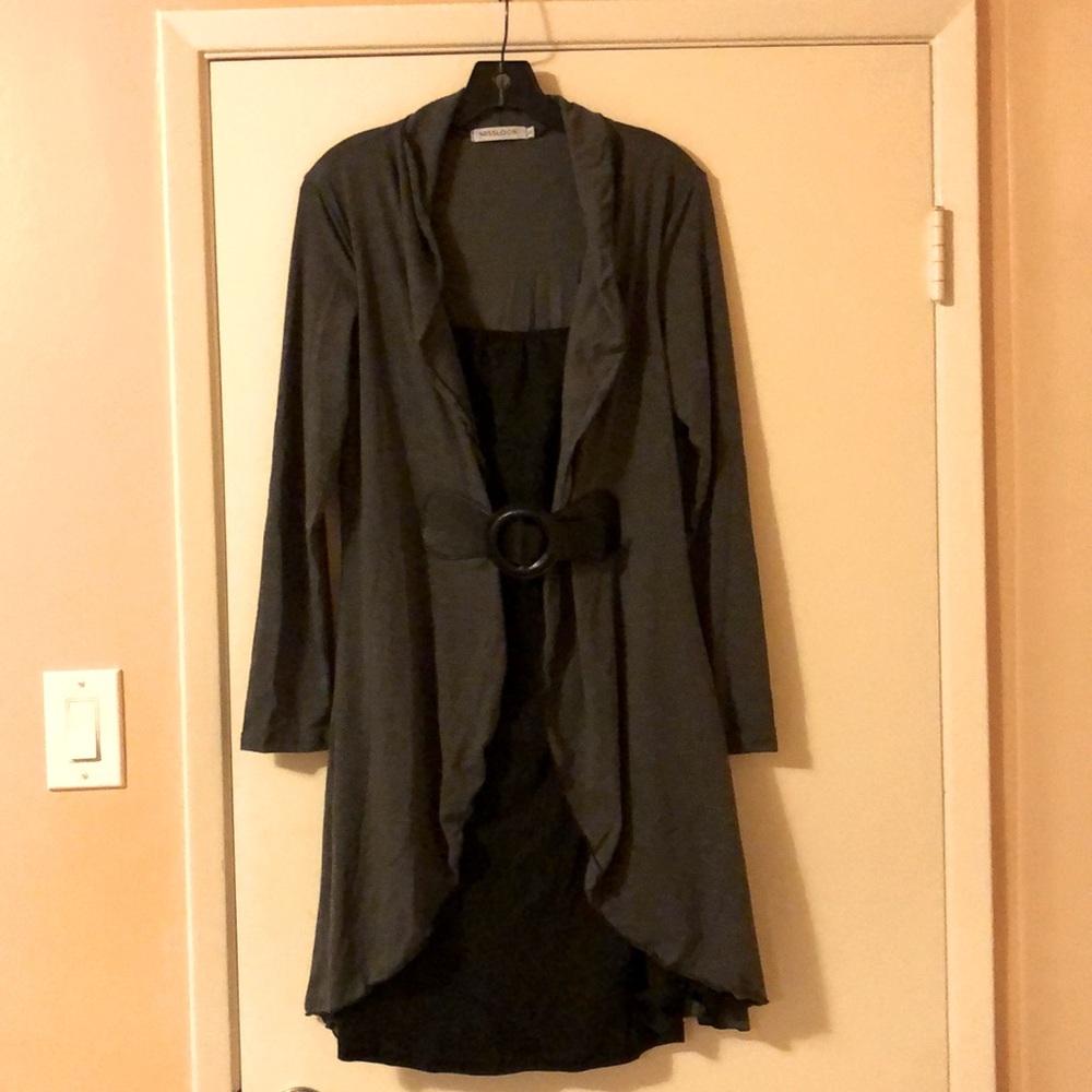 MISSLOOK belted-cardigan style dress